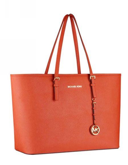 michael kors jet set reise tote tangerine skinn Fabrikken Pris 1dkn7